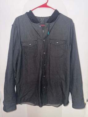 Oakley Men's Gray Pinstripe Long Sleeve Button Down Shirt Jacket